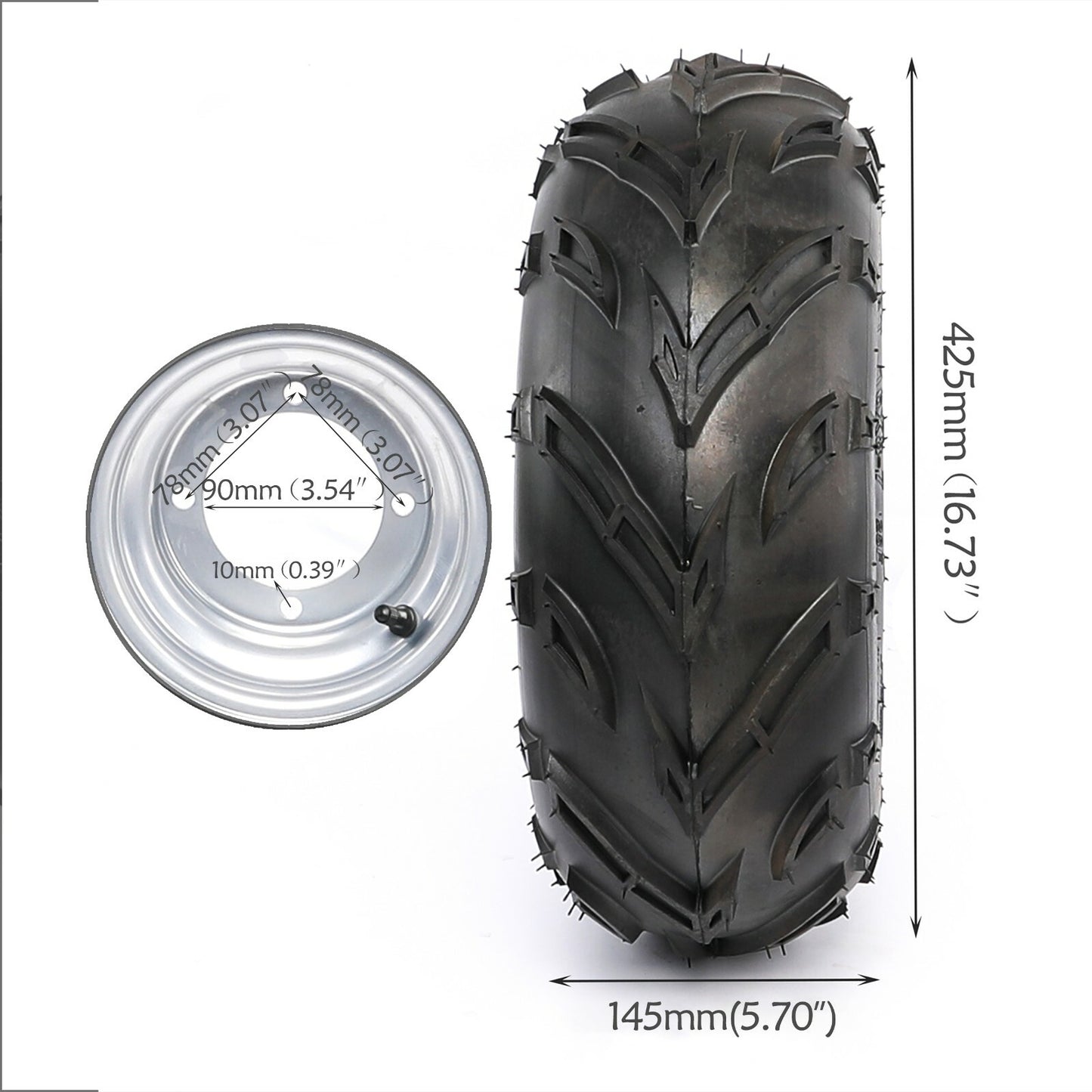 16x8-7 tire 4-ball wheel assembly for all-terrain vehicles, four-wheel off-road vehicles, go-karts, 7-inch wheels