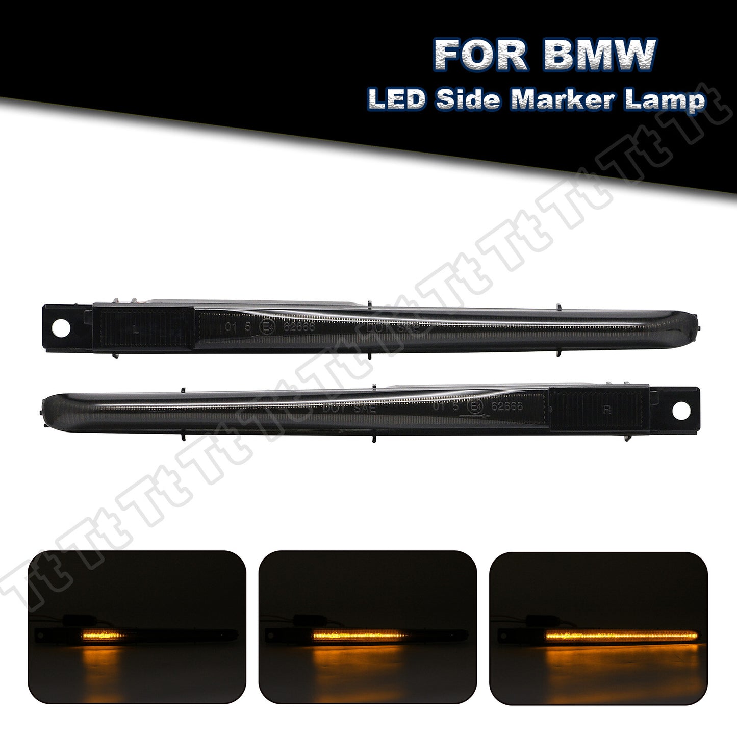 Two sequential smoked LED side marker turn signals suitable for 2010-2016 for BMW M5 F10
