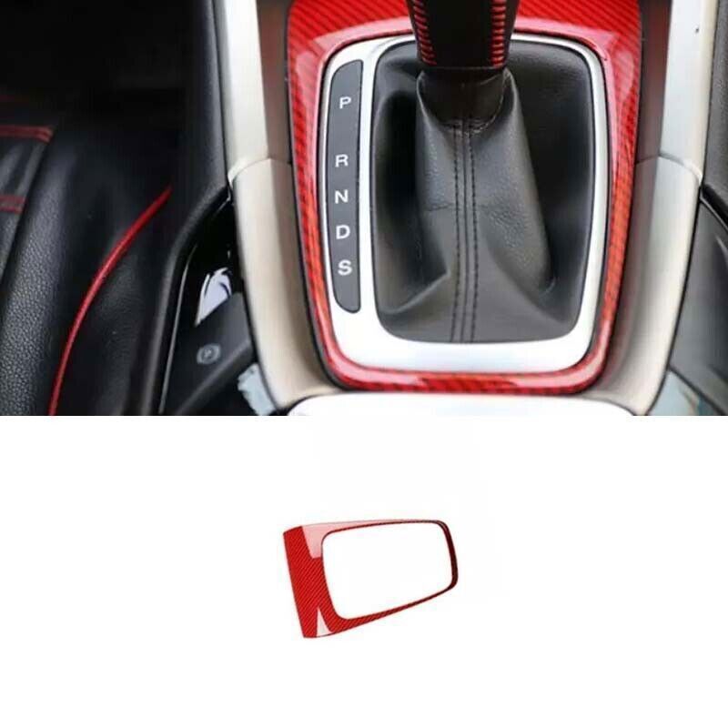 for Ford Mondeo Fusion 13-2016 Red Carbon Fiber Console Gear Shift Frame Trim 1X
