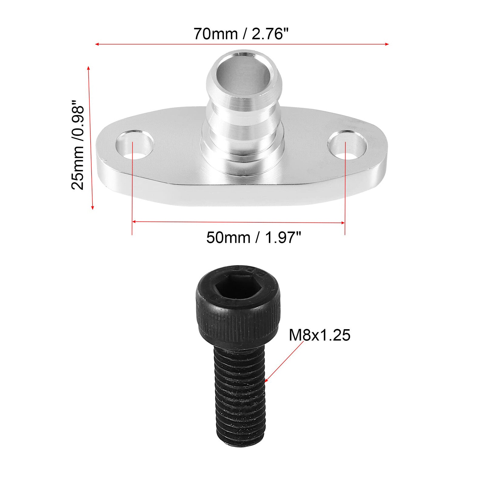 5/8 Turbo Oil Return Drain Barb Flange Adapter Kit T3 T3/T4 T35 T60 GT37 GT40