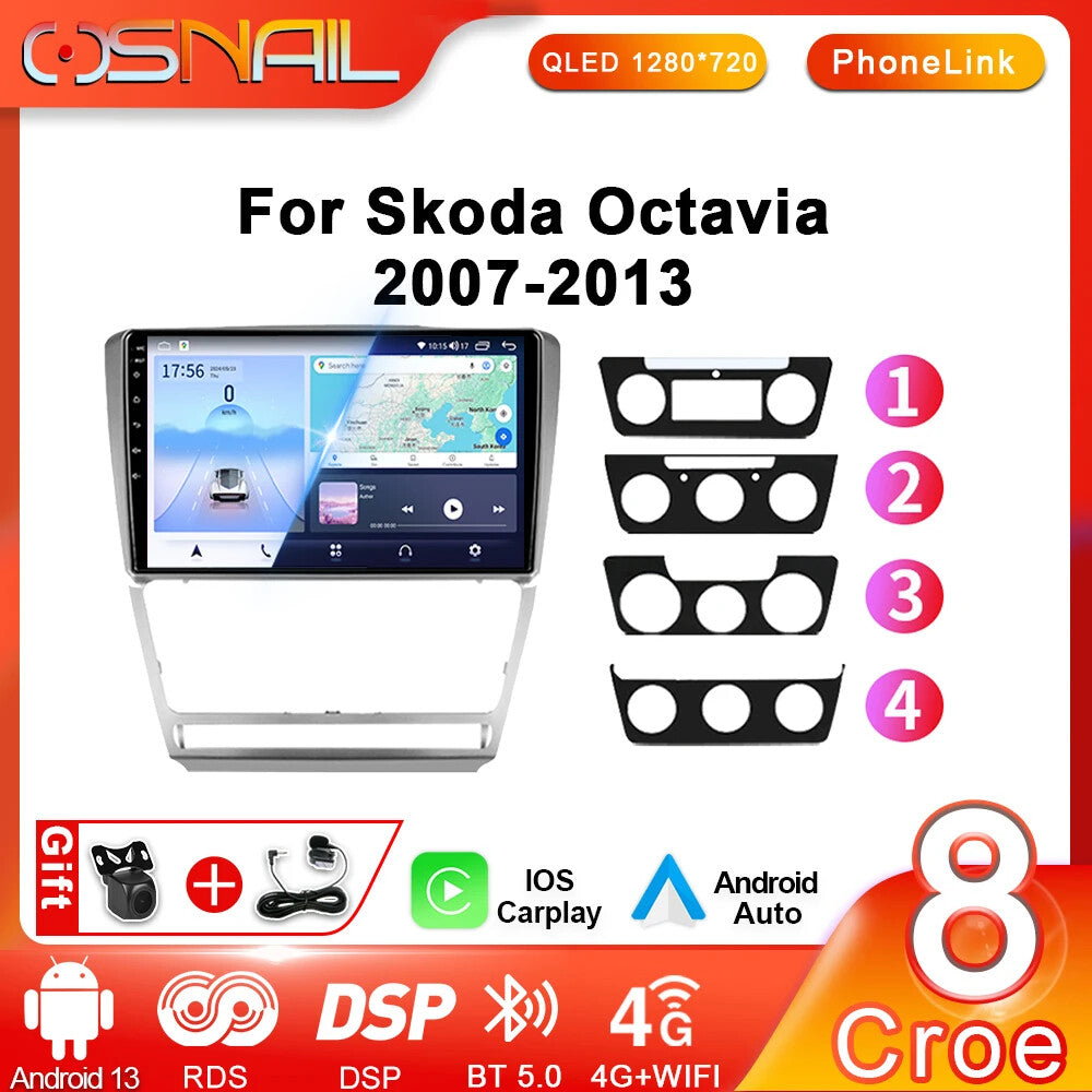 Car Stereo Radio for Skoda Octavia 2 A5 Video Player Carplay Navi GPS Android 4G