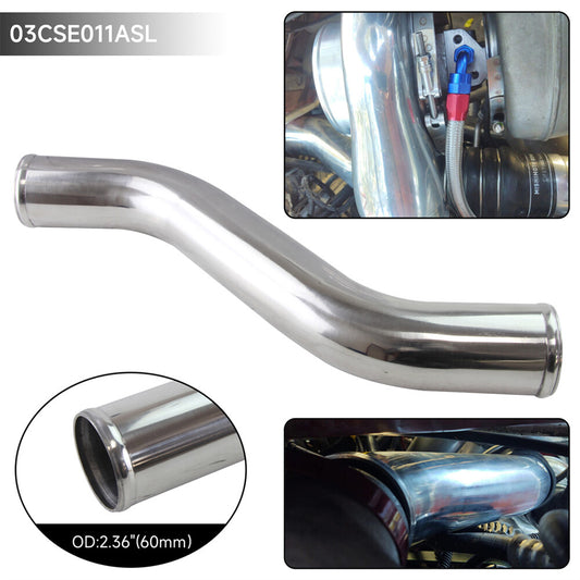 2.36 60mm Z / S Shape Aluminum Intercooler Intake Pipe Piping Tube Hose Silver