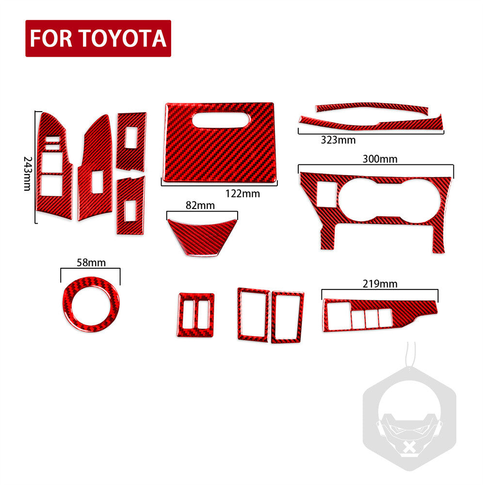 14Pcs For T@yota for Corolla 2014-2018 Red Carbon Fiber Full Kit Set Interior Cover