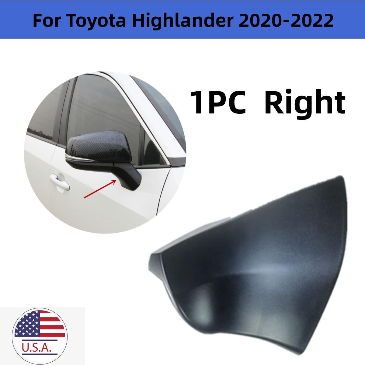 1x ABS Right Black Rearview Mirror Base Cover Trim for Toyota Highlander 2020-22