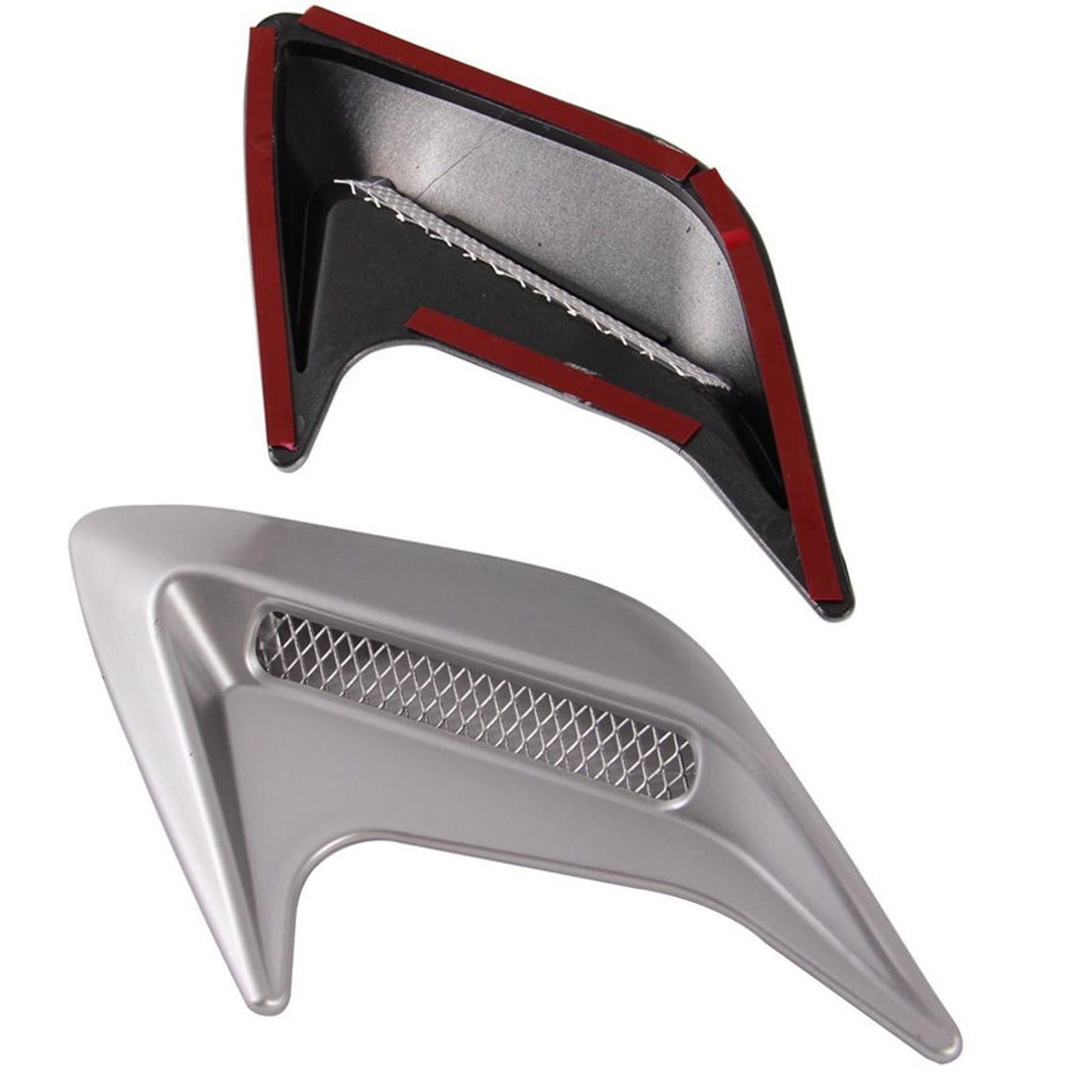 2 Pack New Auto Car Decorative Side Vent Air Flow Fender Intake Stickers Silver
