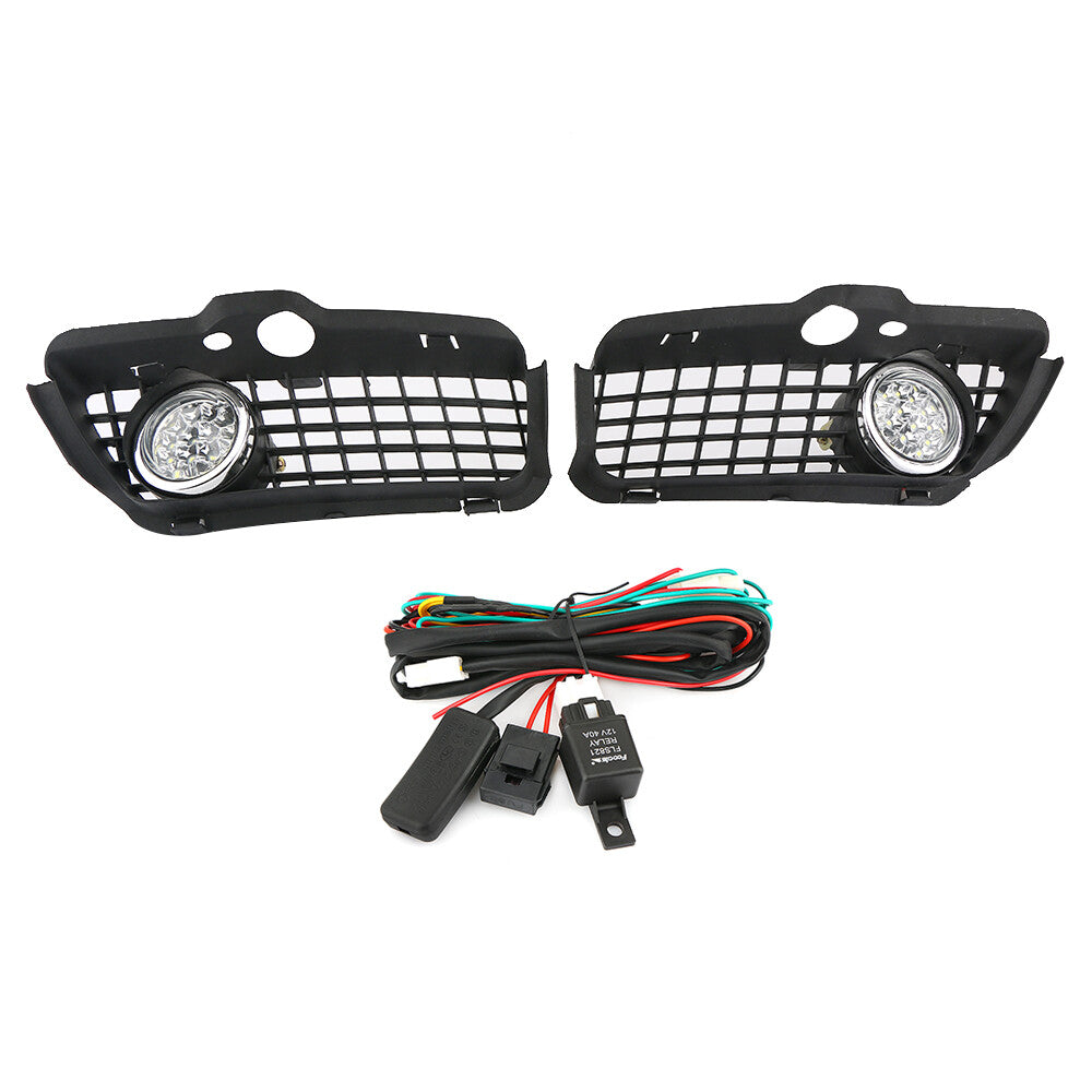 for VW for Golf for Jetta 1993-1998 Cabrio 1995-98 Black Front Bumper Grille Fog Lights