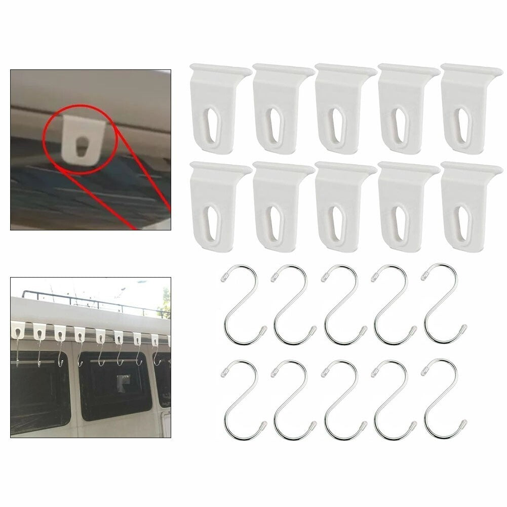 RV caravan awning clothes hook includes 10 hook racks 10 stainless steel hooks