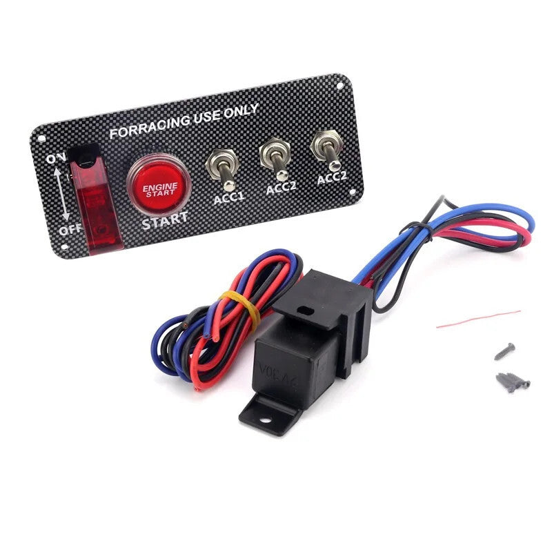 Car Carbon Fiber Panel Ignition Panel Switches Engine Start Push Toggle Button