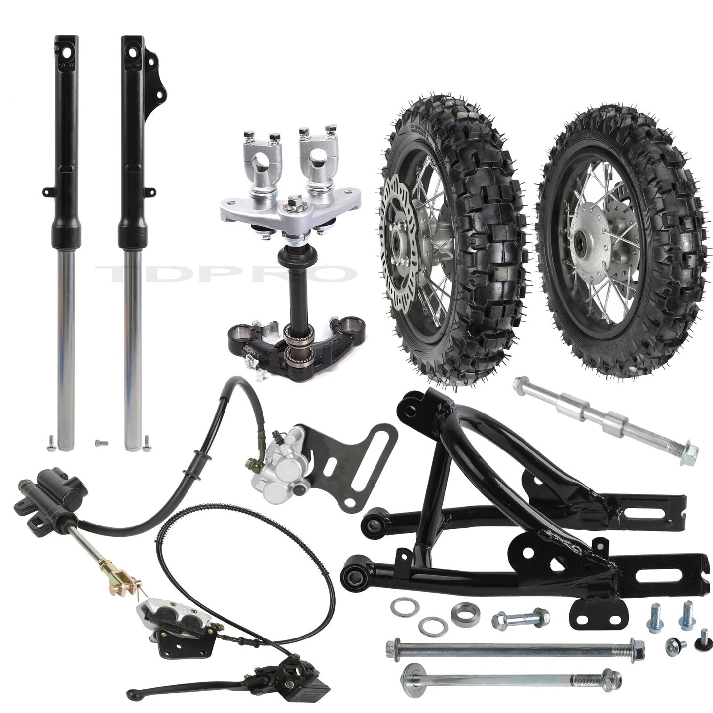 2.50-10 + 3.00-10 Tires  Rim + Fork + Swingarm Pit Bicycle CRF50 TTR50 SSR 70