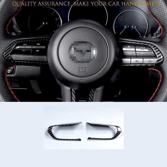 for Mazda CX-50 2023-2025 Carbon Fiber Look Steering Wheel Control Cover Trim 2X