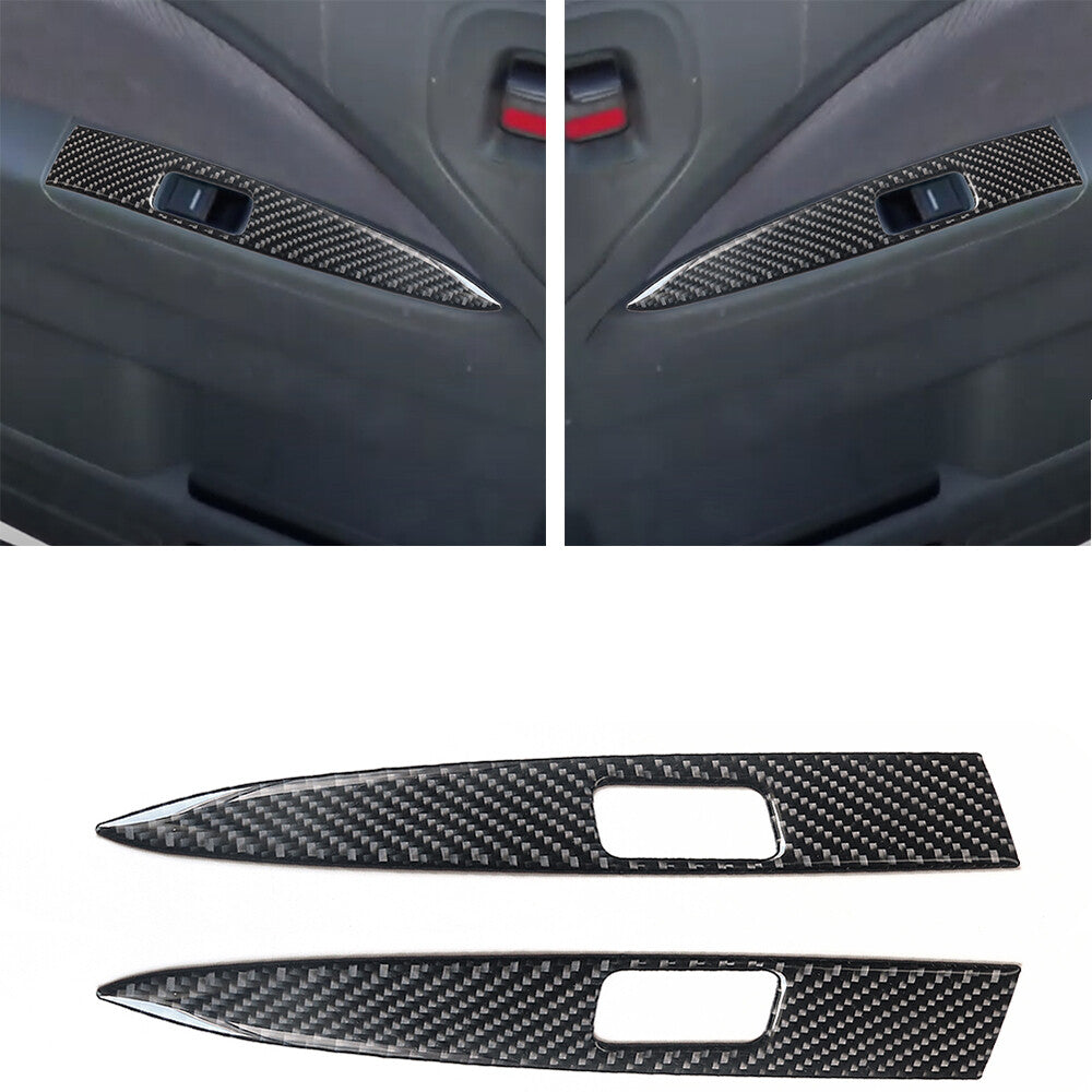 2Pcs Carbon Fiber Rear Window Switch Interior Trim for Honda Odyssey 2005-2010