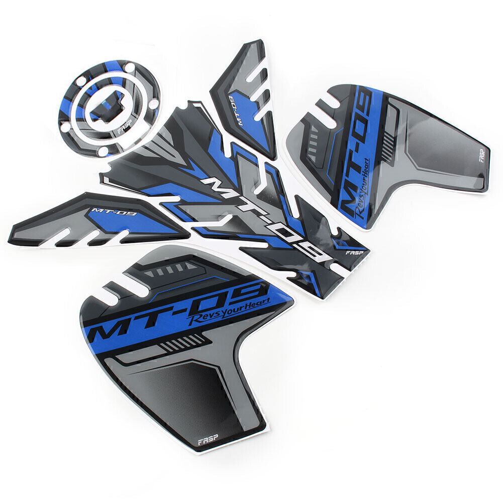 Blue 3D Gas Fuel Tank Side Pad Decal Stickers for Yamaha MT 09 SP Tracer 2018-20