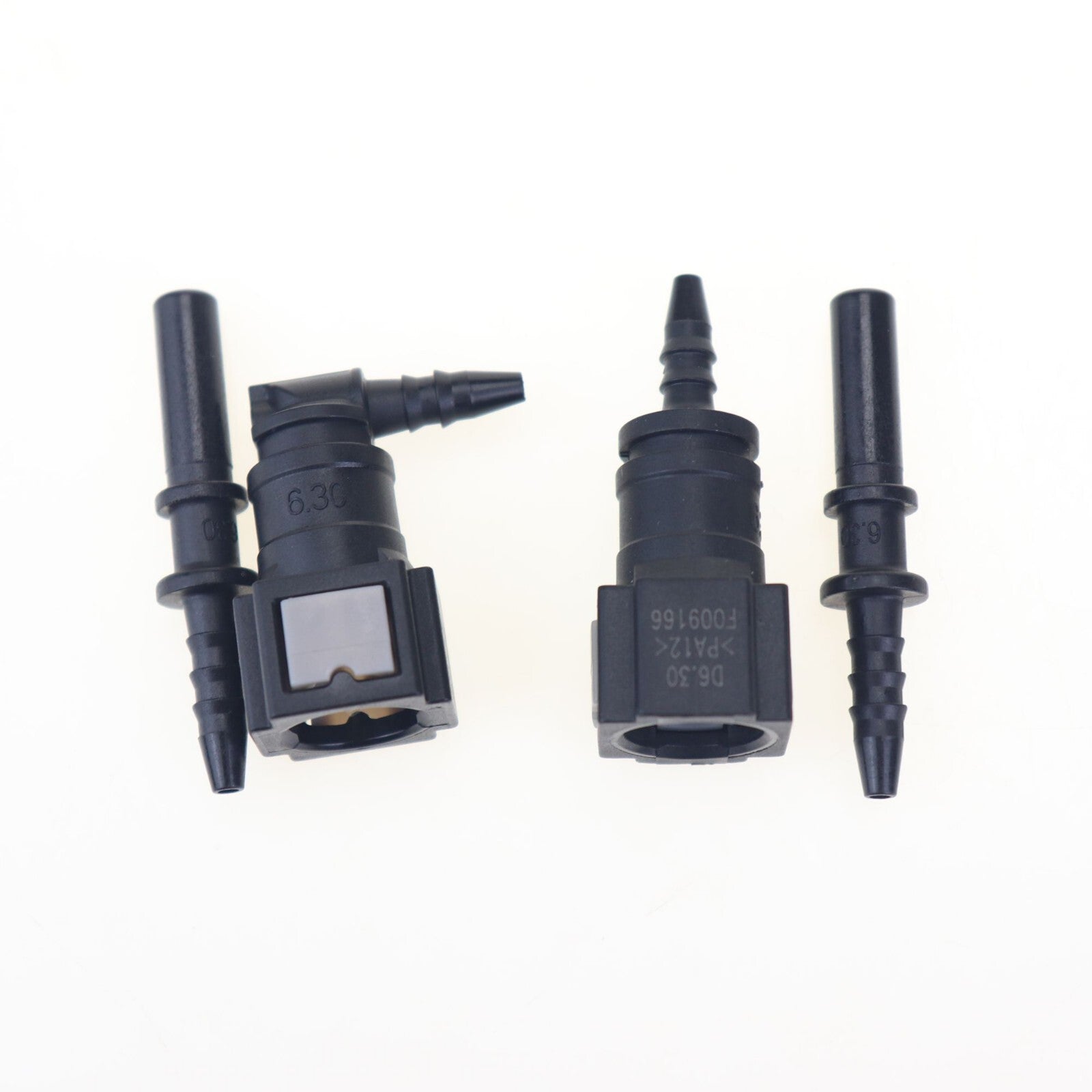 2 sets of 6.30mm SAE 1/8 inch to 1/8 inch automotive nylon fuel line hose quick release connectors