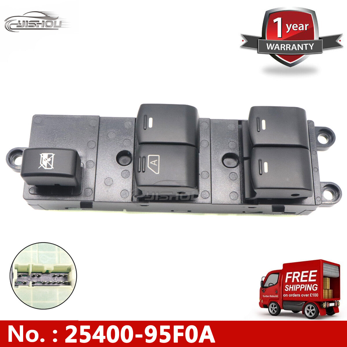 25400-95F0A Front power window switch suitable for Nissan Sunny Almera 2540095F0A, new.