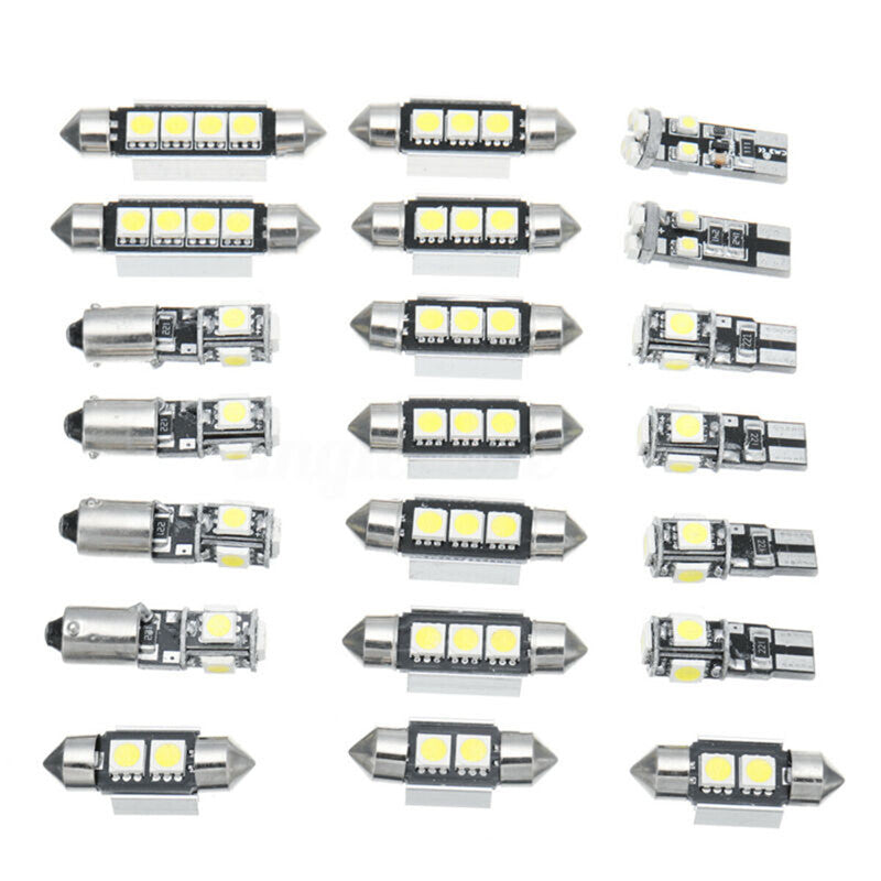 23Pcs LED T10 5050 Car Light Bulb Interior Dome Trunk License Plate Lamp White