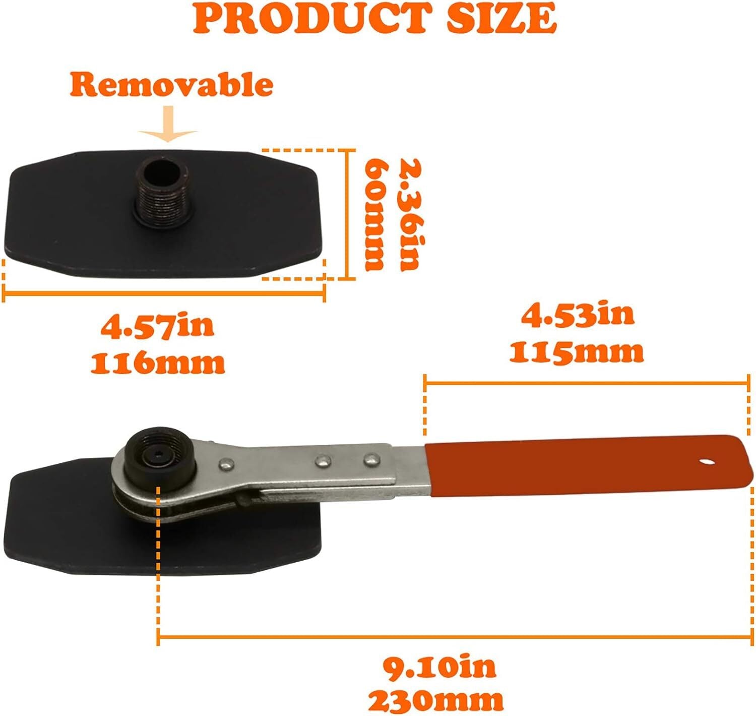 Car Ratchet Brake Piston Wrench W/Hook Caliper Pad Install Tool Press OrangeRed