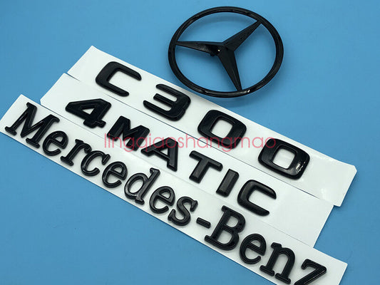 for Mercedes-Benz C300 4MATIC Trunk Logo Sticker Decal Badge Pack for W204