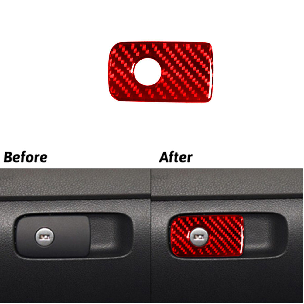 Red Carbon Fiber Copilot Glove Box Switch Trim for Volkswagen for Tiguan 2013-2017