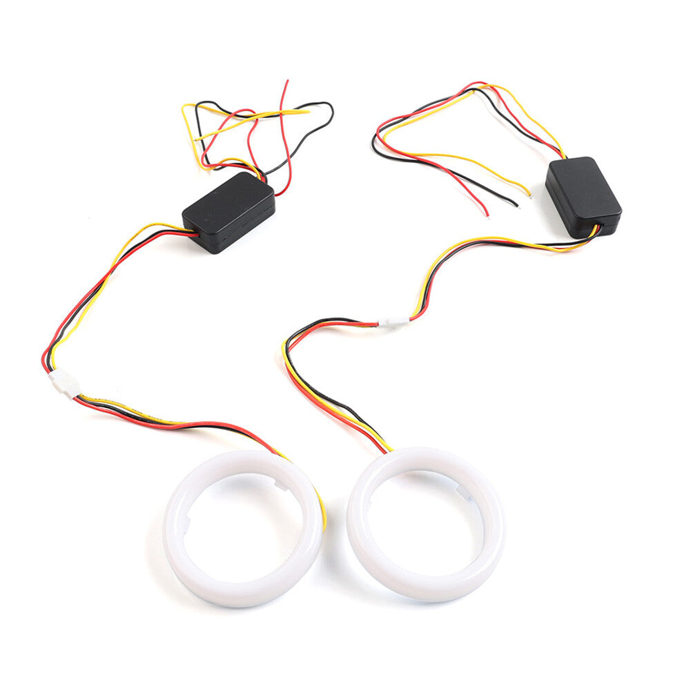 White Amber 95MM Switchback LED Angel Eyes Halo Rings Car Headlight Retrofit Car