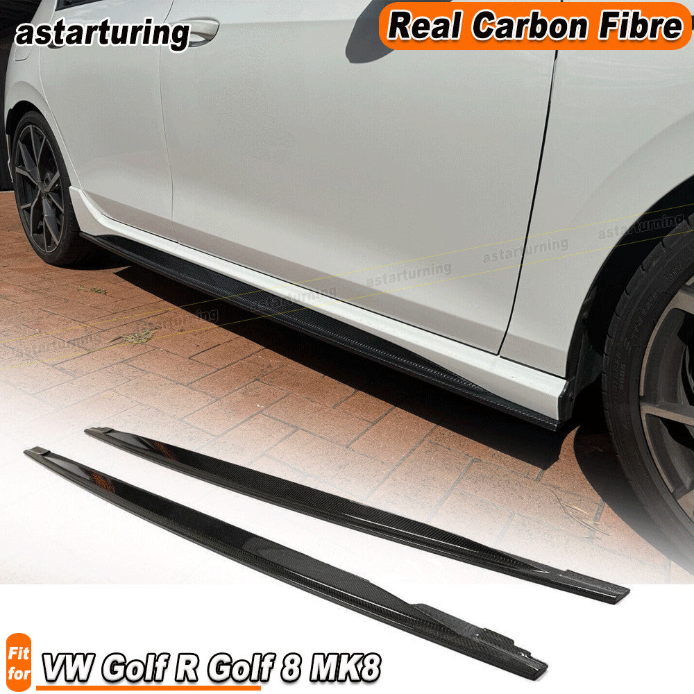 for VW for Volkswagen MK8 for Golf R 2021+ Real Carbon Side Skirt Extension Rocker Panel
