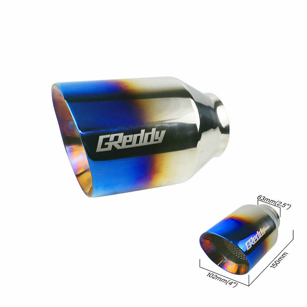 Universal 2.5'' ID 4'' OD Exhaust End Tip Muffler Burnt Blue Pipe Tip Slant Tip