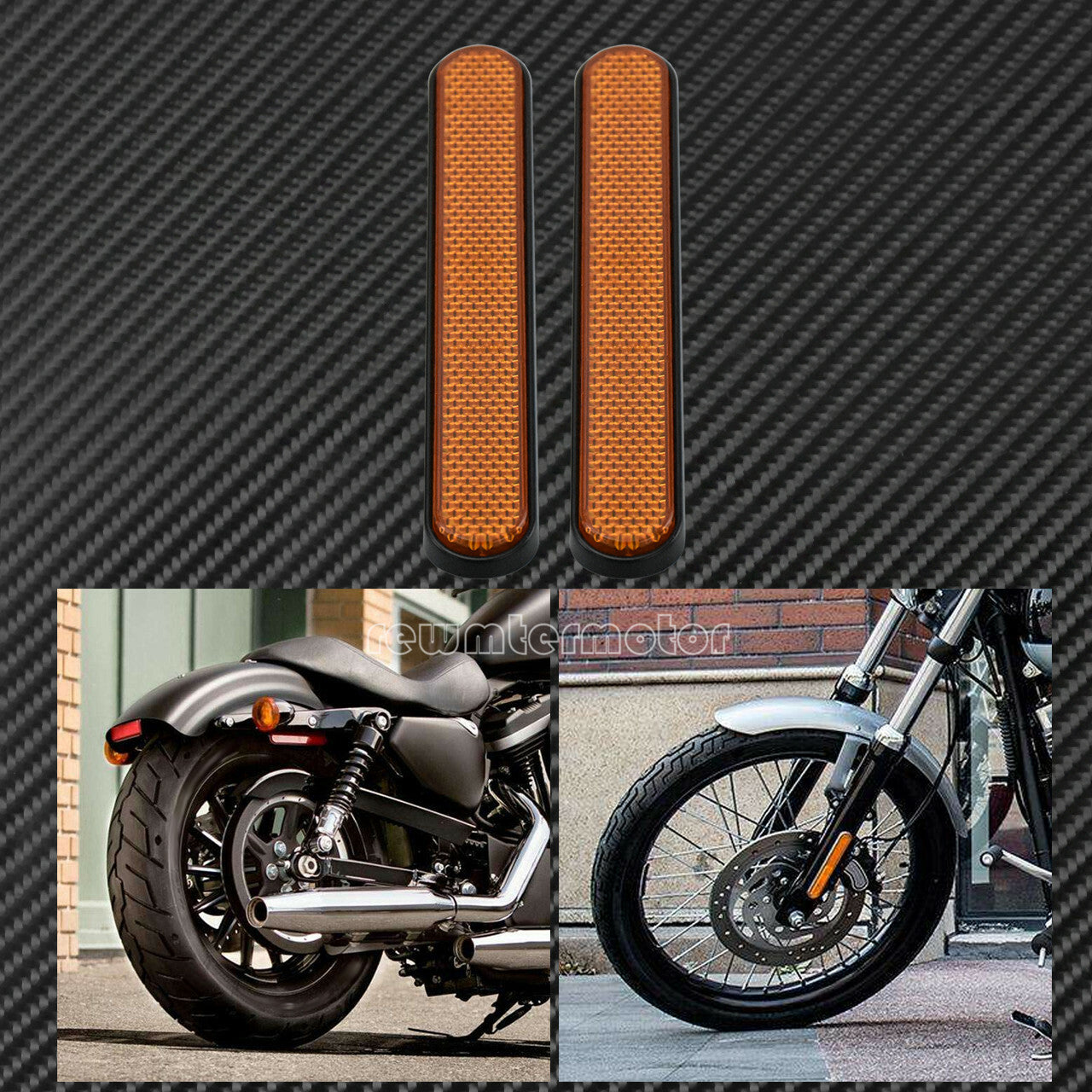 Front Rear Amber Reflector Sticker Saddlebag Latch Fork Fit for Harley Low Riders