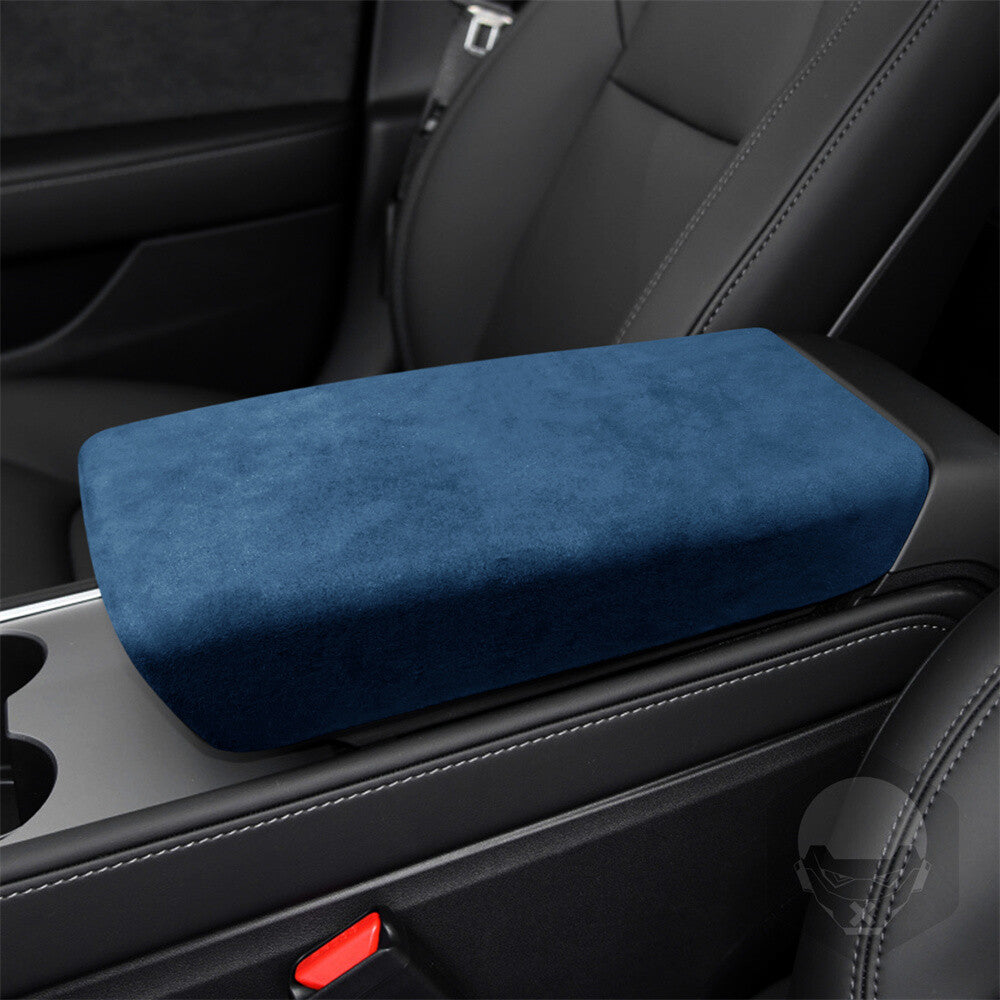 Suede Blue Car Center Console Armrest Box Panel Cover for Tesla Model 3 2017-23