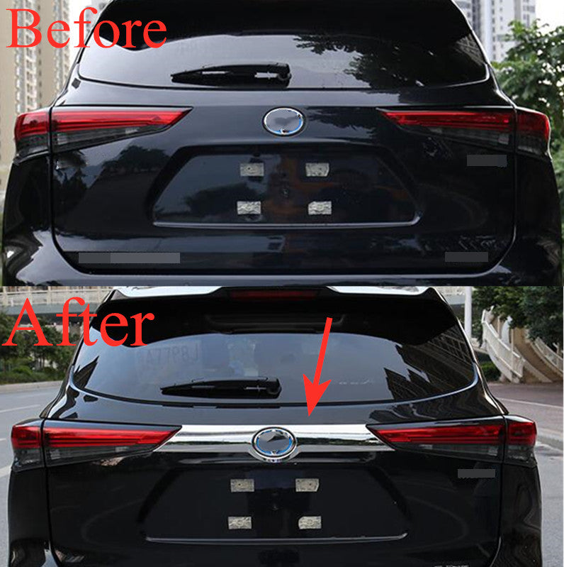 For 2020-2024 for Toyota Highlander Chrome ABS Rear Door Trunk Middle Lid Cover Trim
