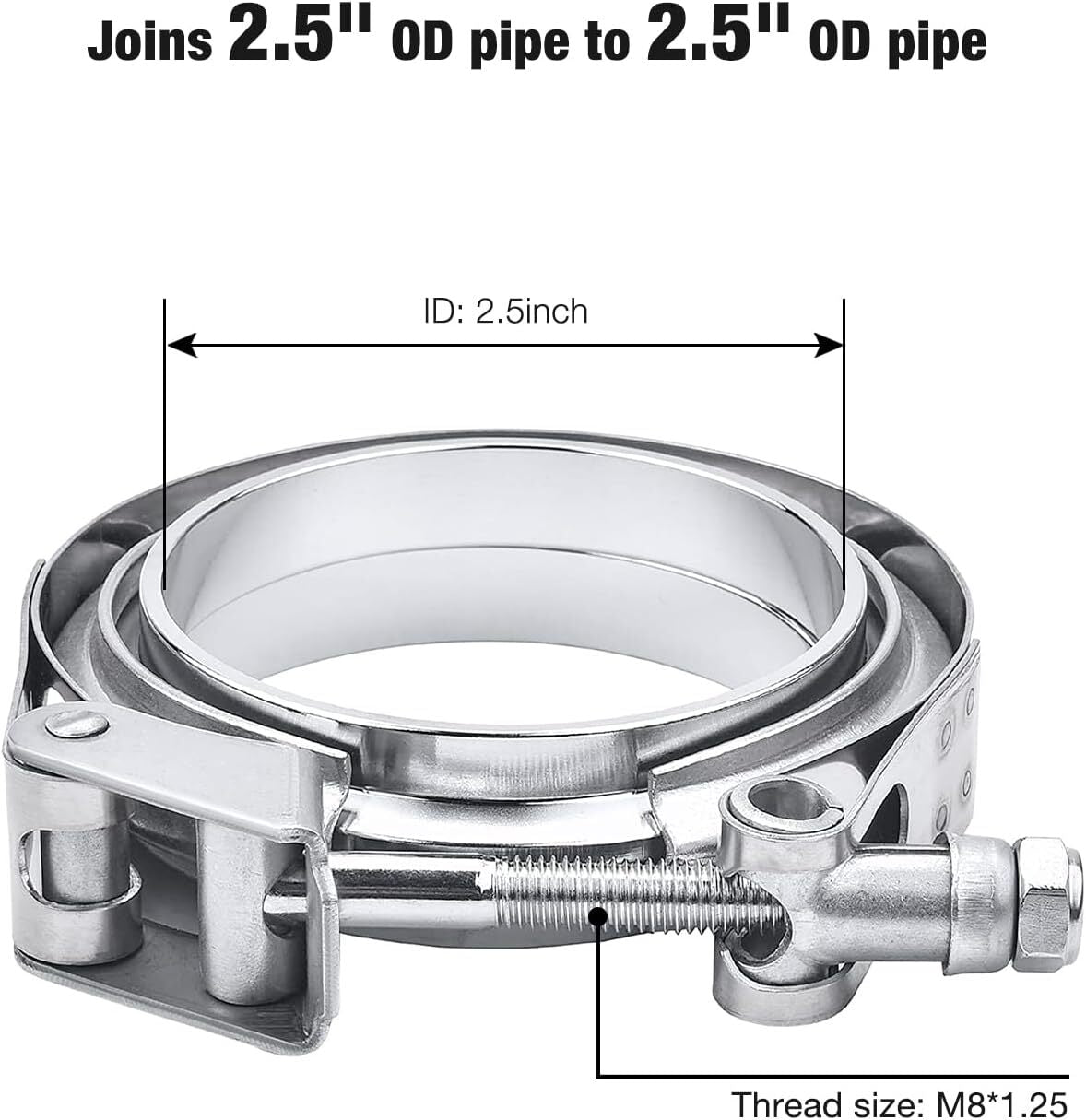 2.5-inch quick-release V-belt clamp flange male and female 304 stainless steel