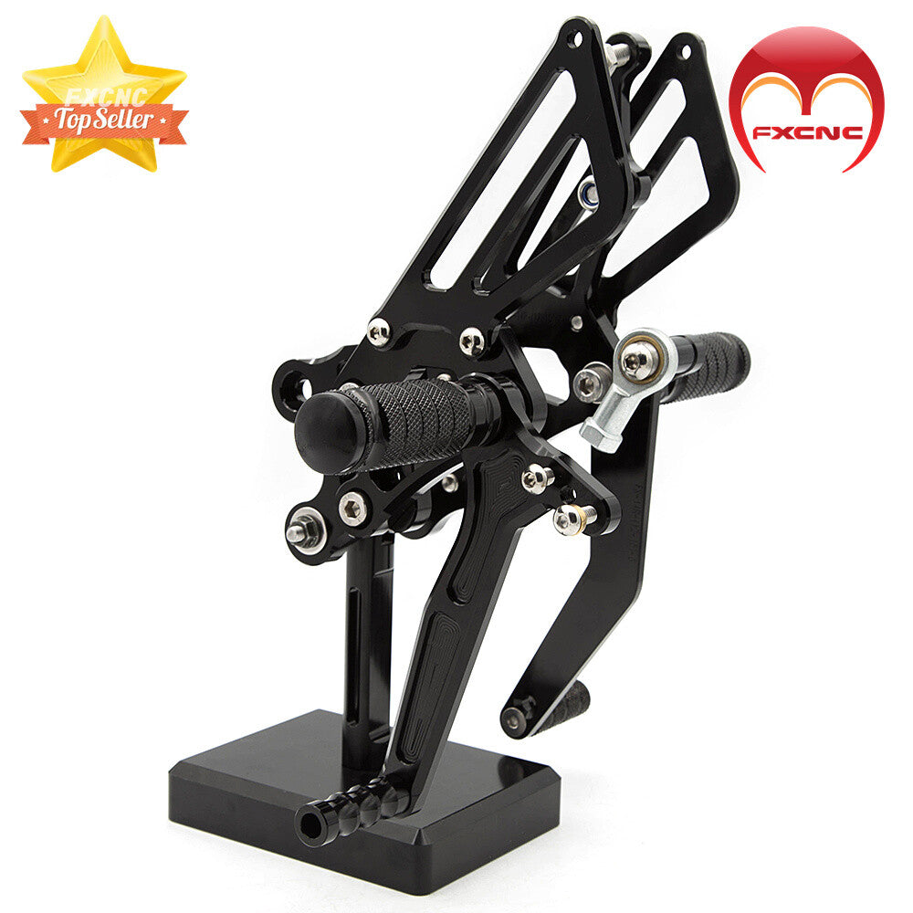 CNC-machined rear wheel spike kit with black pedals for Kawasaki ZX12R 2000-2001.