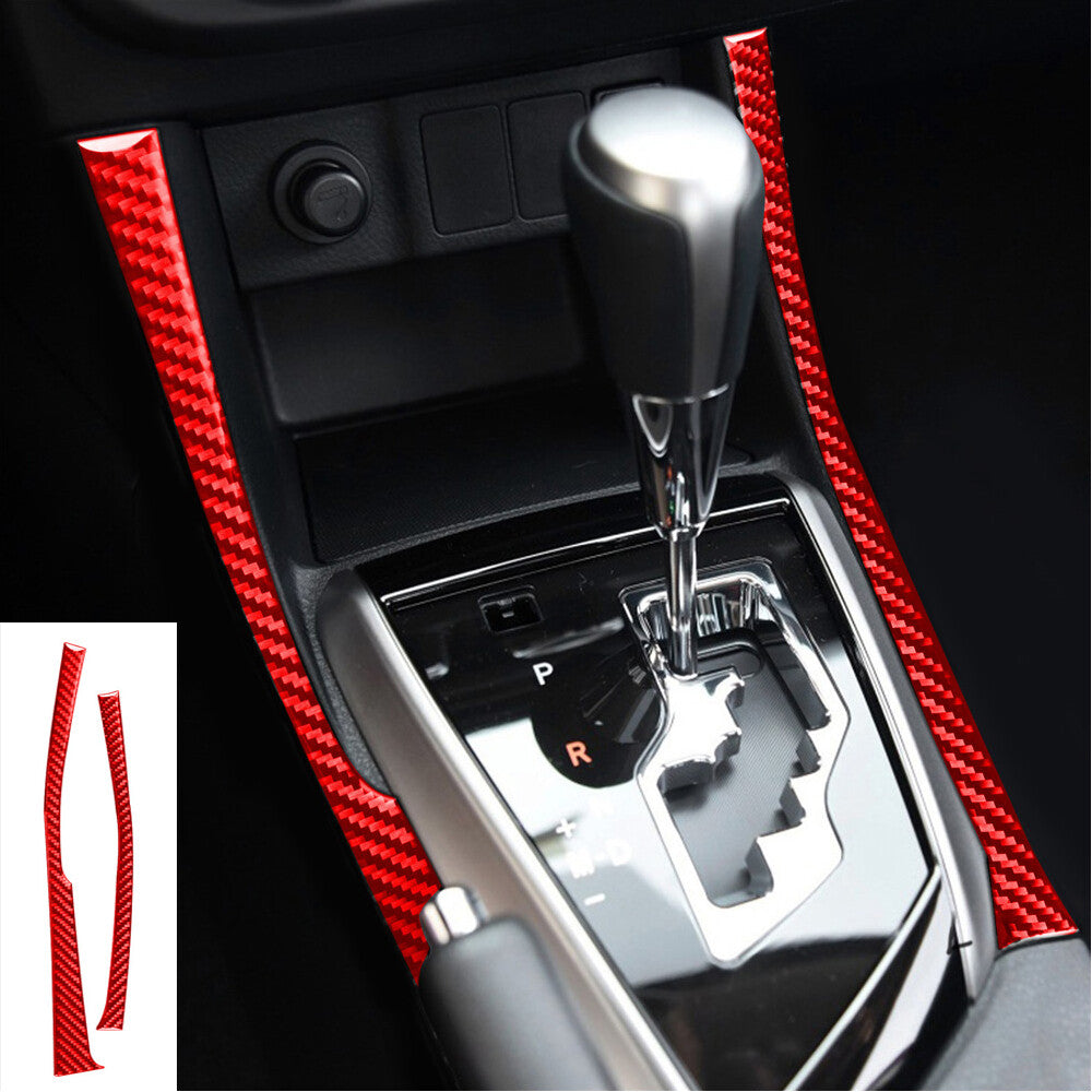 2¡Á Red Carbon Fiber Center Gear Shift Side Panel Trim For T@yota for Corolla 2014-18