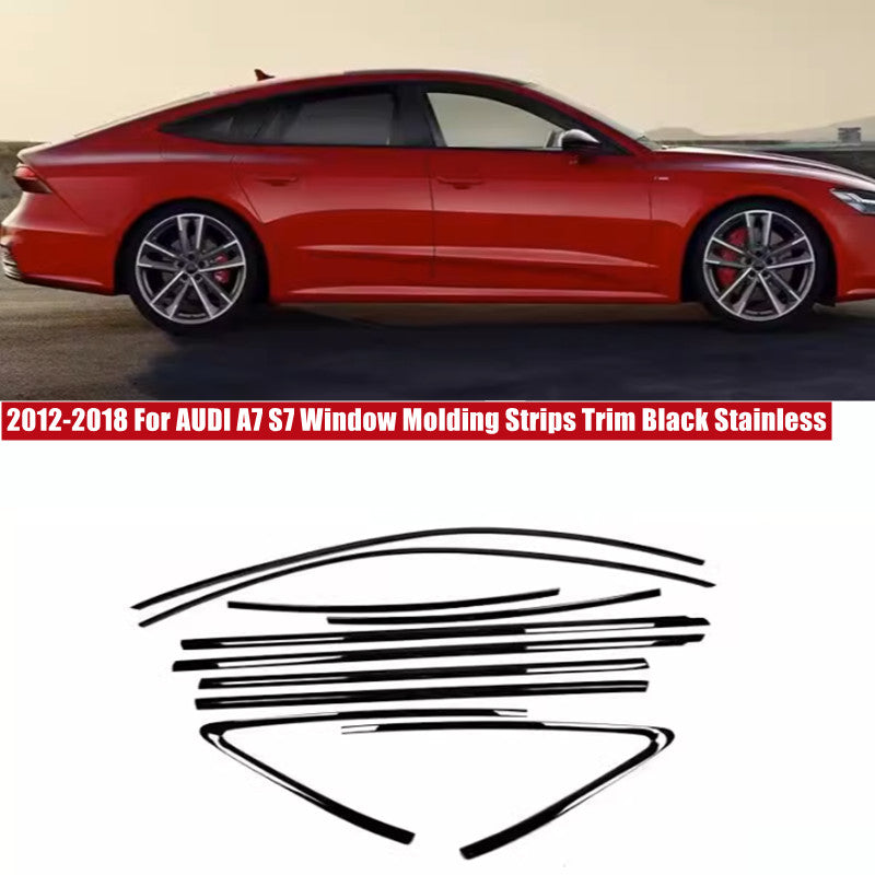 for AUDI A7 S7 Black Stainless Window Molding Strips Trim Accessories 2012-2018