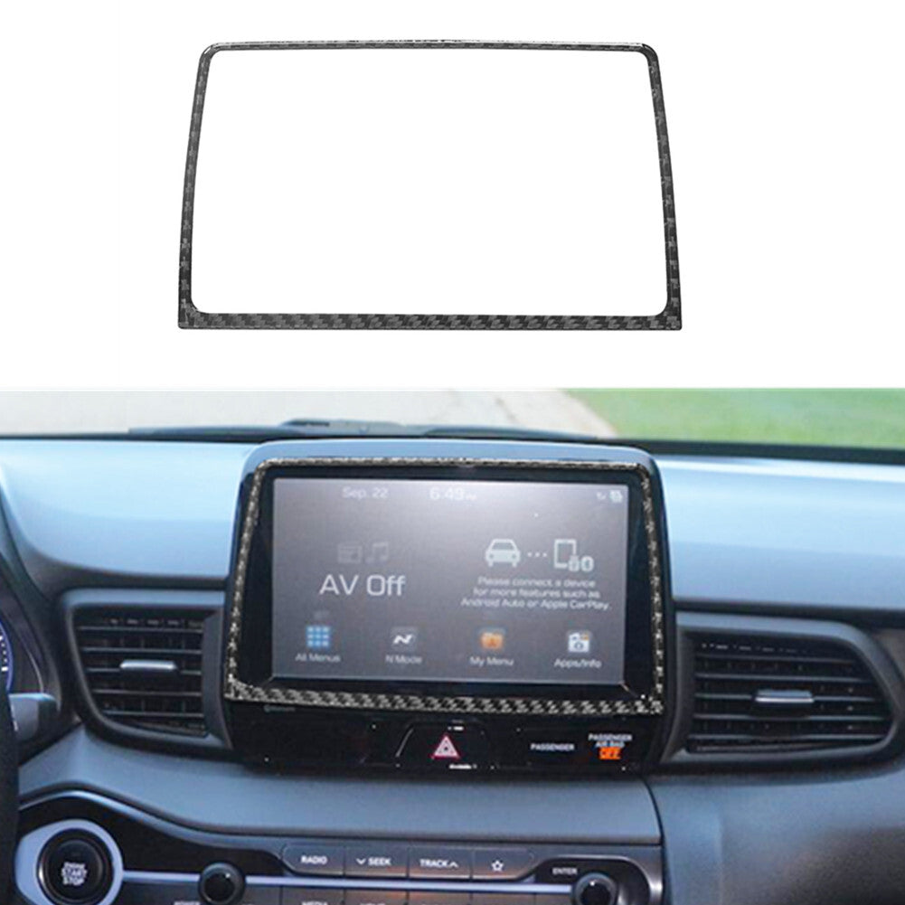 Carbon fiber central LCD frame decorative cover for the modern for Veloster JS 2019-22