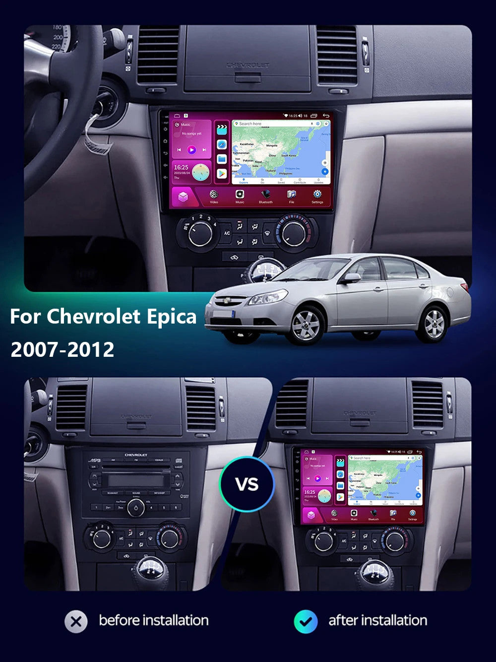 for Chevrolet Chevy Epica 1 2007-2012 CarPlay Car Stereo Radio GPS Player Screen