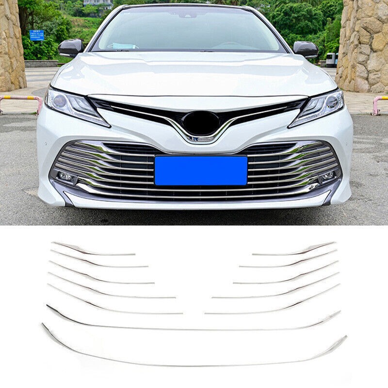 for Toyota for Camry 2018-2020 Chrome Car Front Lower Mesh Grille Grill Strip Trims