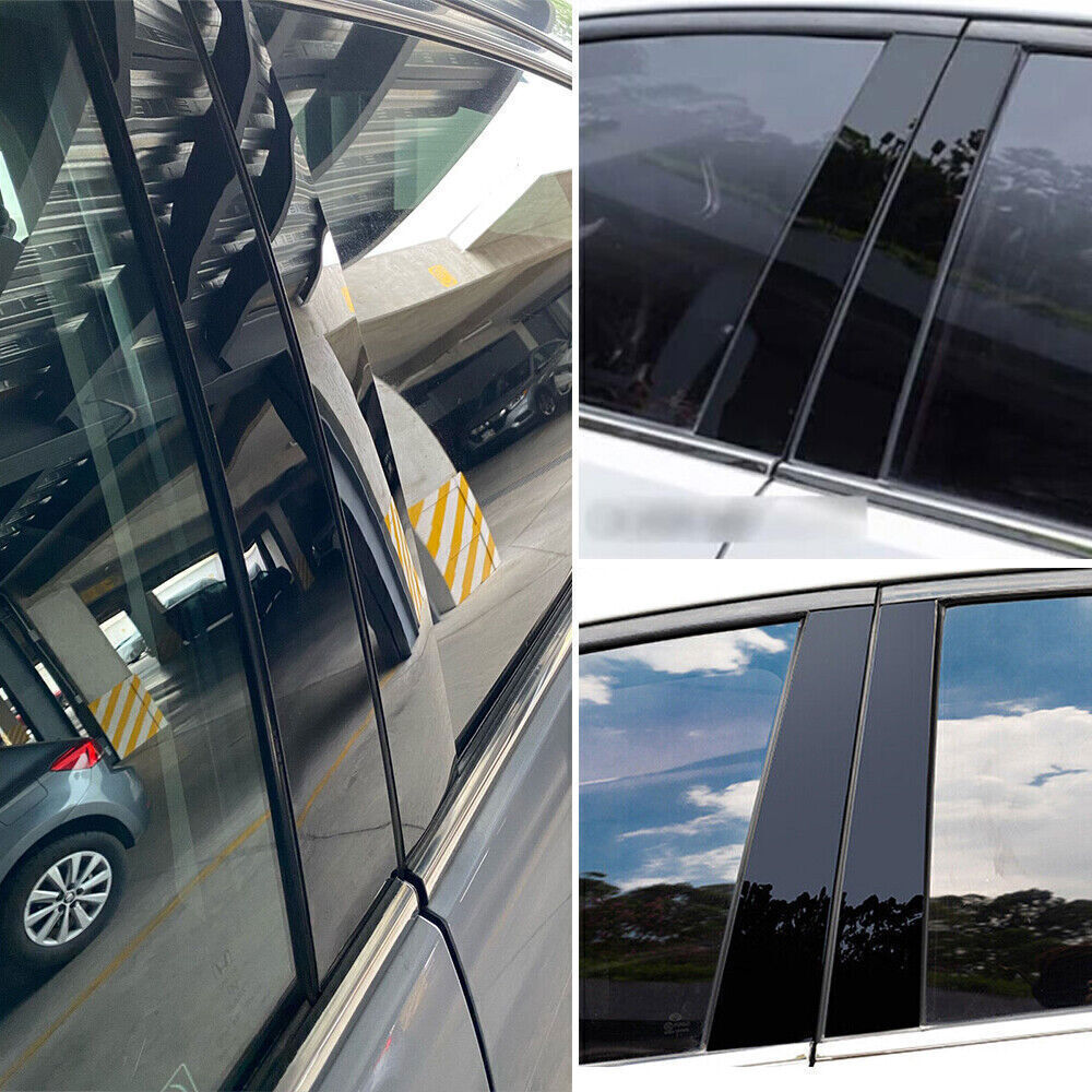 for Corolla for Toyota 09-13 6P Piano Black Look Pillar Posts Door Window Strip Trim