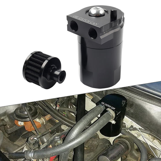 300ml Aluminum Universal Baffled Engine Oil Catch Can Tank Kit W/Breather Filter