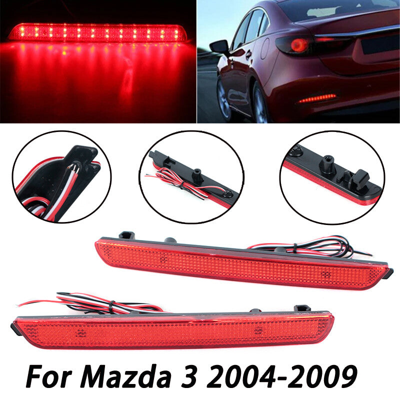 2X Fog Lamp 24 LED Rear Reflectors Running Turning Light for Mazda 3 2004-2009