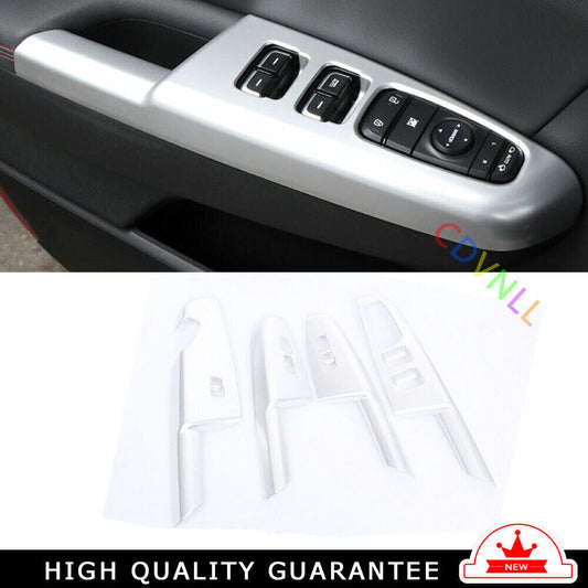 Glass Window Lifting Lock Panel Trim 4PCS for Kia Sportage 2017-20 Matte Silver
