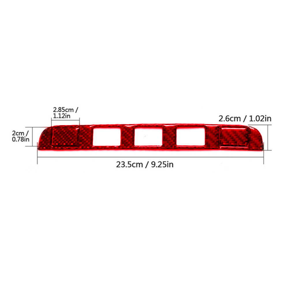 3Pc Red Carbon Fiber Hazard Light Frame Cover Trim for Porsche for Cayenne 2003-2010