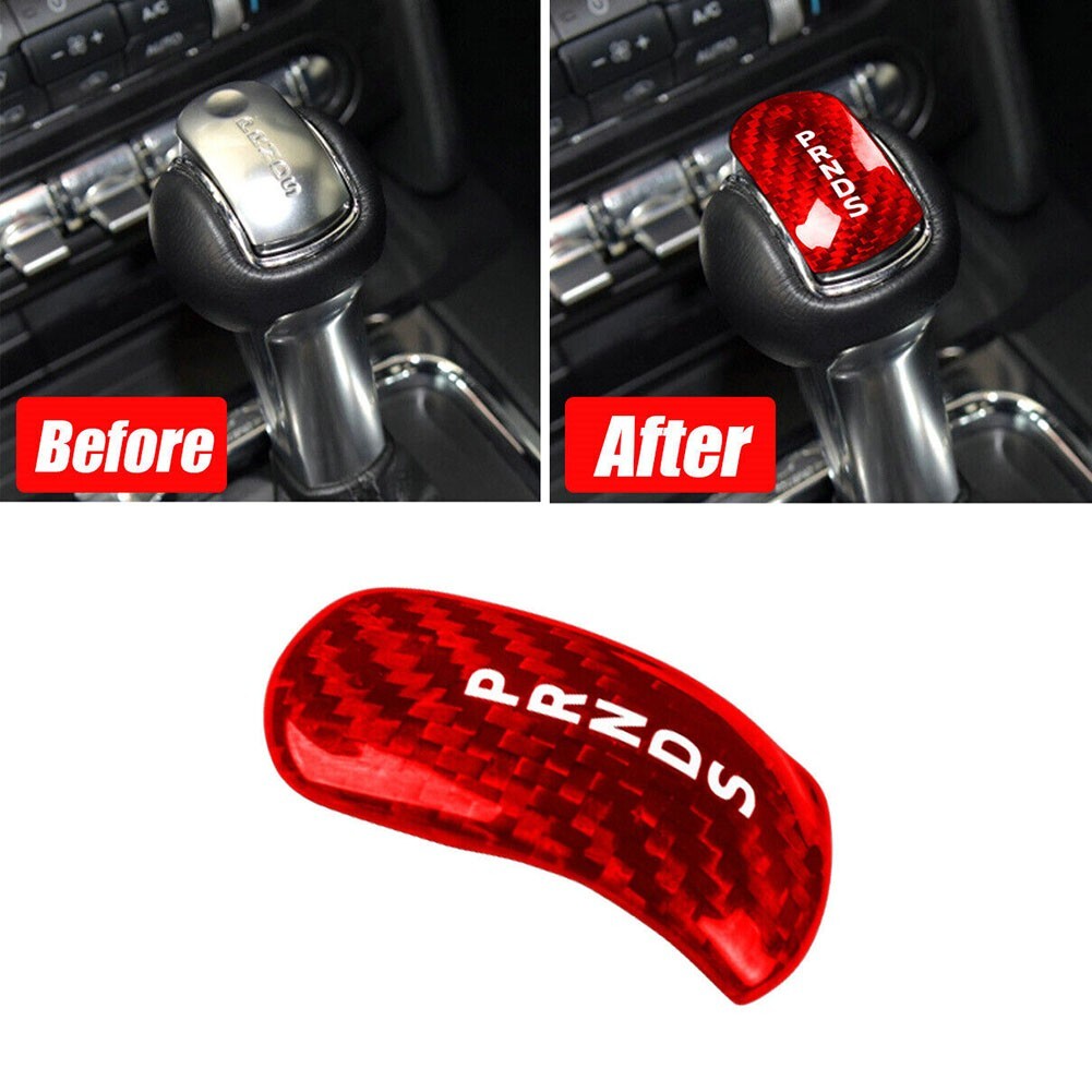 Carbon-Fiber Car Gear Shift Head Knob Cover Trim for Ford for Mustang 2015-2019