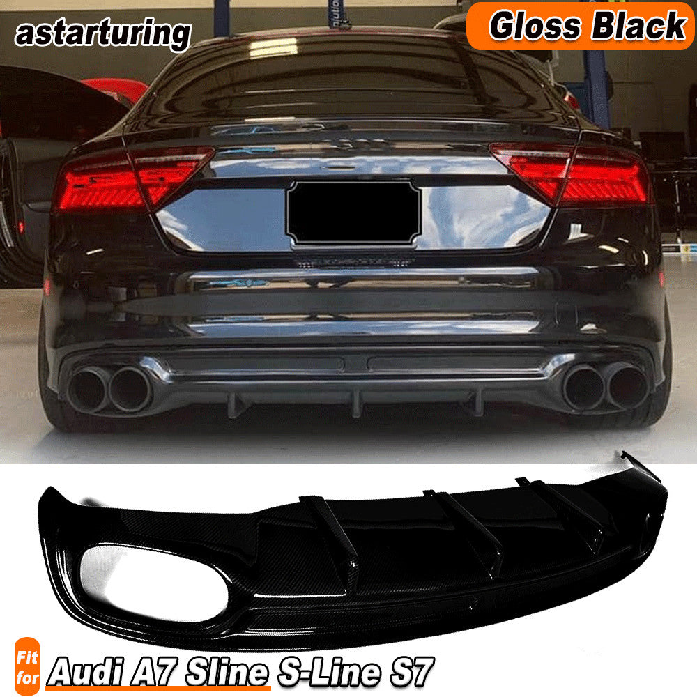 Fit for Audi A7 Sline S-Line S7 2011-2014 Gloss Black Rear Bumper Diffuser Lip