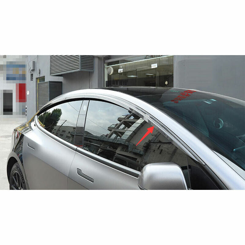 Carbon Fiber Window Vent Visor Sun Rain Guard Deflector for Tesla Model 3 17-23