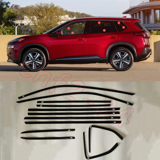 for Nissan Rogue 2021-2023 Glossy Black Car Door Window Frame Sill Molding Trim