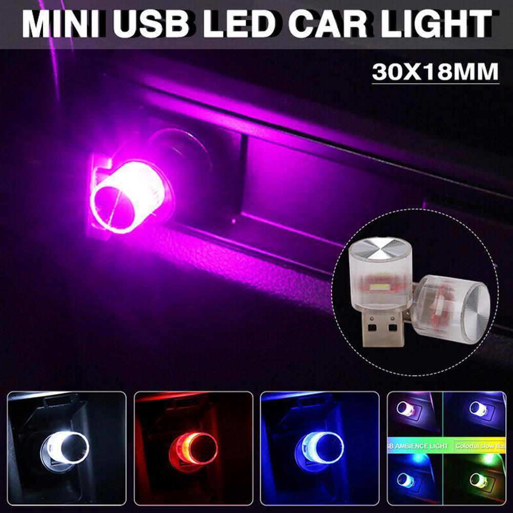 2Pcs x 7 Color Car Interior Accessories for Mini USB LED Light Neon Atmosphere Parts