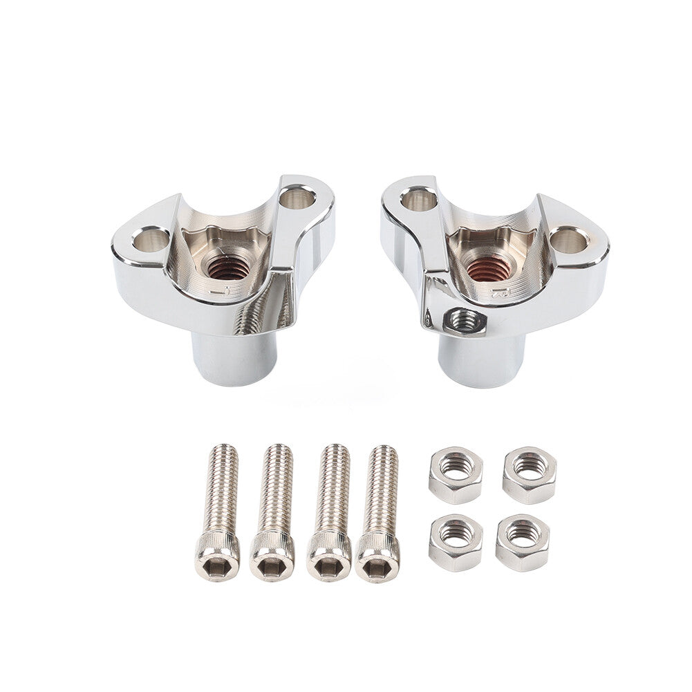 2 Straight Handlebar Risers Chrome for Harley Dyna Sportster Softail Chrome