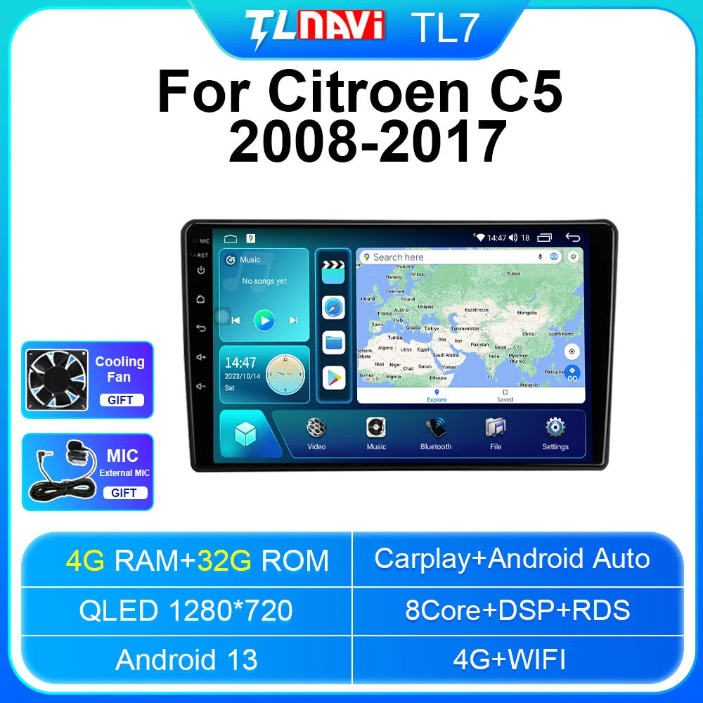for Citroen C5 2008-2017 Android GPS CarPlay Car Radio Screen Multimedia Player