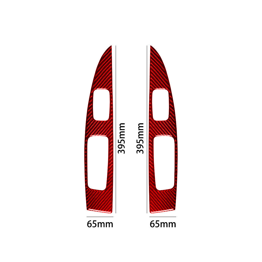 Red Carbon Fiber Rear Door Window Control Cover Trim for Ford Fiesta 2011-2015