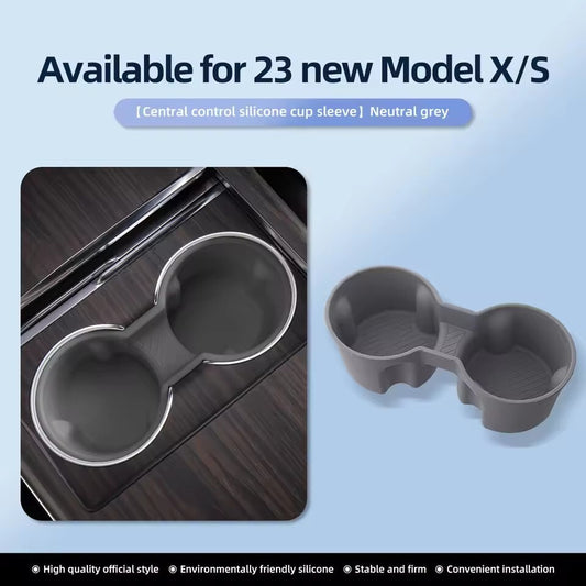 for Tesla Model X S 2023 2024 Rear Row Water Cup Holder Center Console GREY