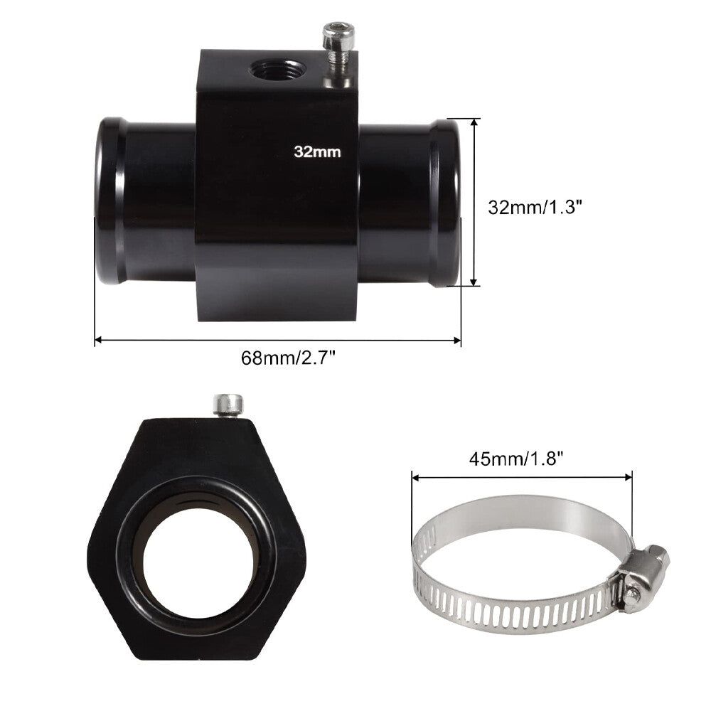 32mm Water Temp Temperature Joint Pipe Sensor Gauge Radiator Hose Adapter 1/8NPT